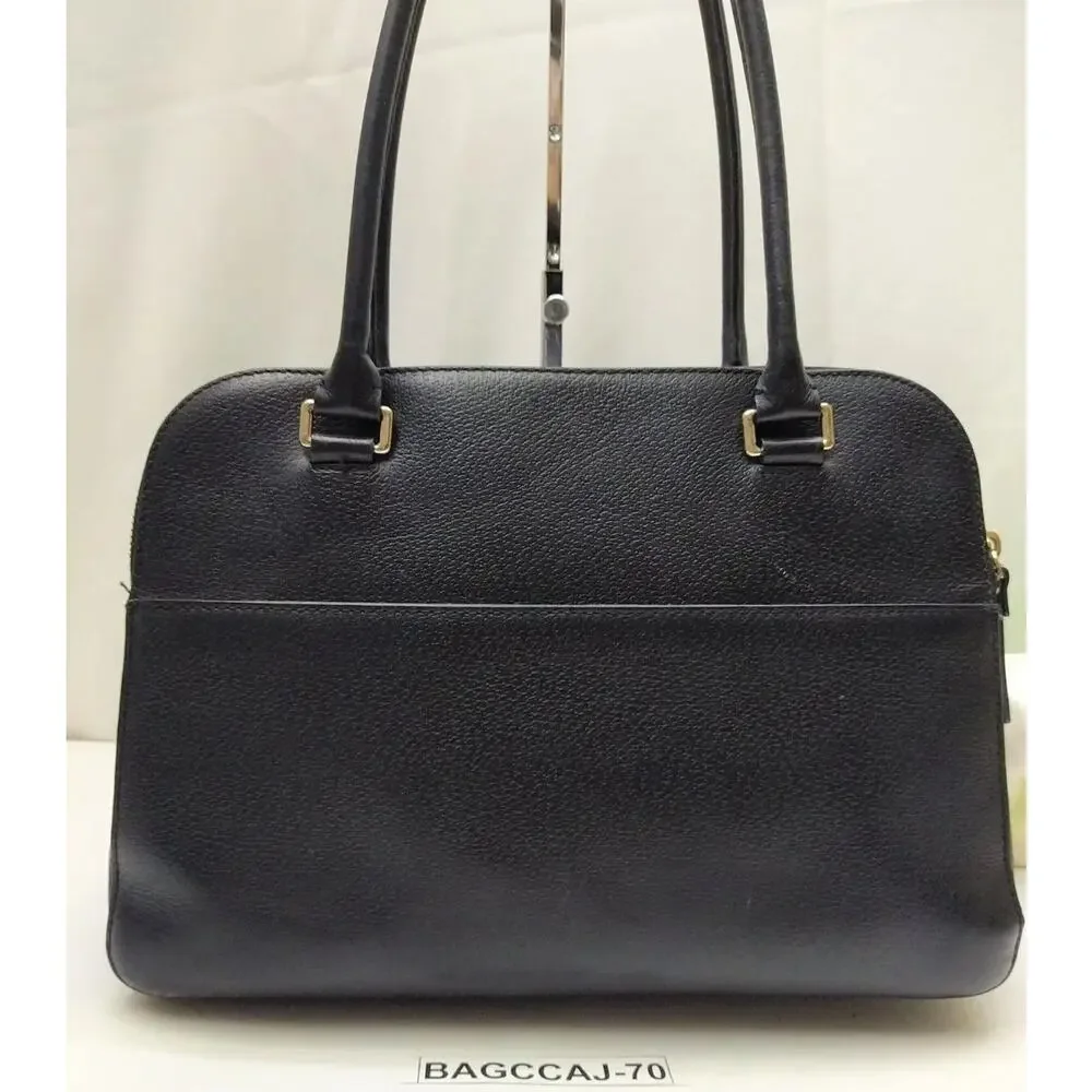 Kate Spade New York Black Leather Carryall Double Handles Zipper Satchel Bag